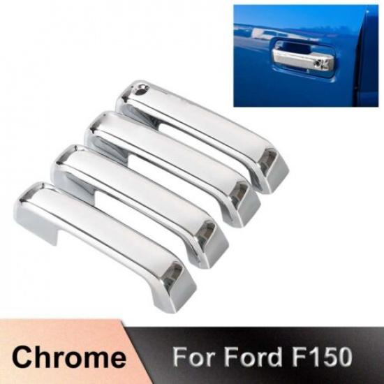 CHROME For 15-20 Ford F150 Door Handle DECOR COVERS TRIM CAP Wo Smart Key Hole