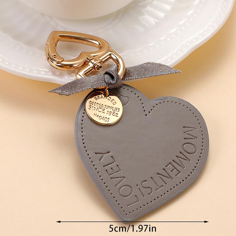 Women Leather Heart Keychain  Leather Heart Shape Keychain Car Key Holder Home Key Ring Charm Bag Car Pendant Gift