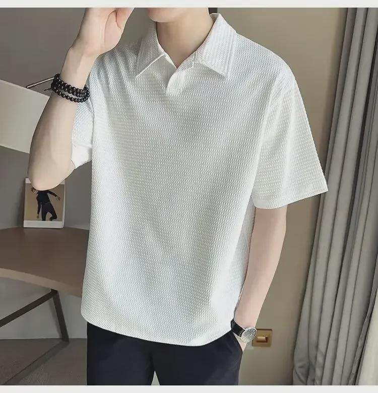 Men's Japanese Retro Polo Shirt - High-End, Short-Sleeved, Loose-Fit, Summer Trend