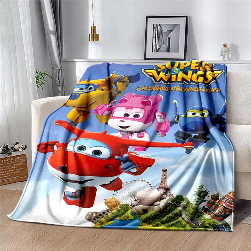 Cartoon Anime Super Wings Throws Blanket for Bedding Picnic Kid Super Soft Cute kawai high quality Flannel Blanket birthday gift