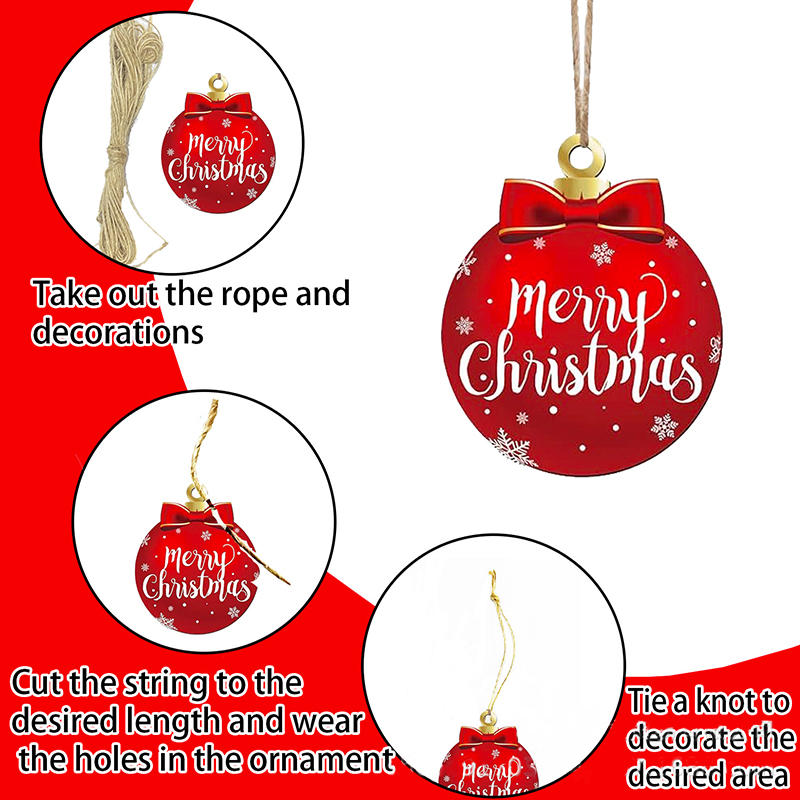 12pcs Christmas Ball Pendant Wooden Pendant Christmas Decoration Home Decoration Home Atmosphere