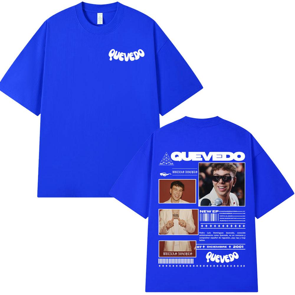 Rapper QUEVEDO 2026 BUENAS NOCHES T-shirt Men Women Fashion Hip Hop T-shirts Summer Unisex Loose Short Sleeve T Shirt Streetwear