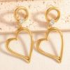 New heart-shaped minimalist hollowed-out earrings, pendants, round alloy stud earrings, light luxury style earrings and earrings