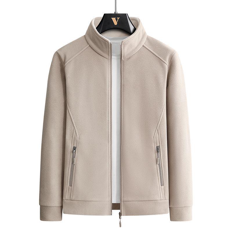 Men's Heavyweight Fleece Hoodie: Large Autumn/Winter Jacket for Middle-Aged & Elderly, Plus Velvet Lambswool Dad Wear