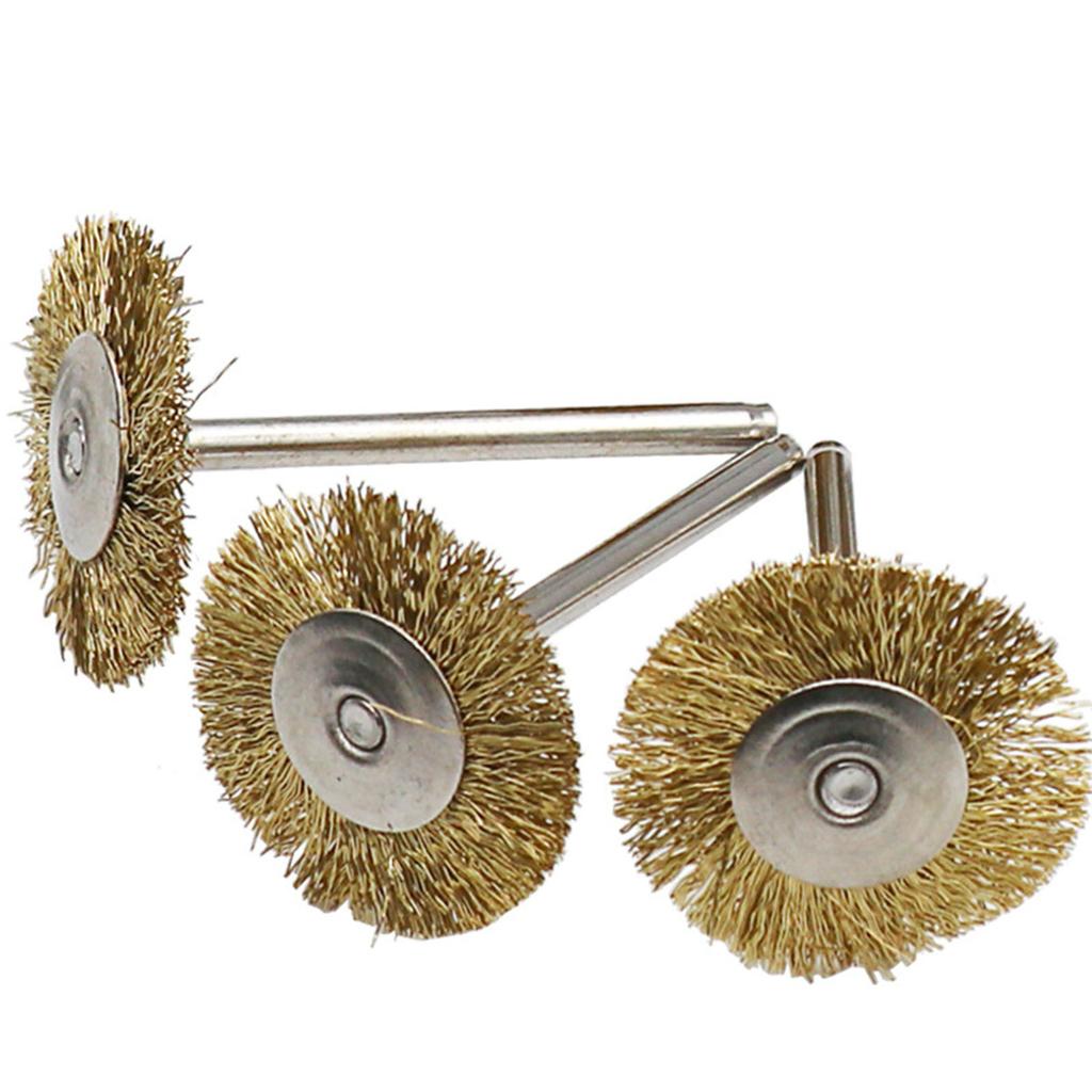 Brass Wire Brushes Set Remove Burrs Rust Dust for Hand Drill, Drill Press 1/8" Shank Durable Drill Bit Cleaning Tools