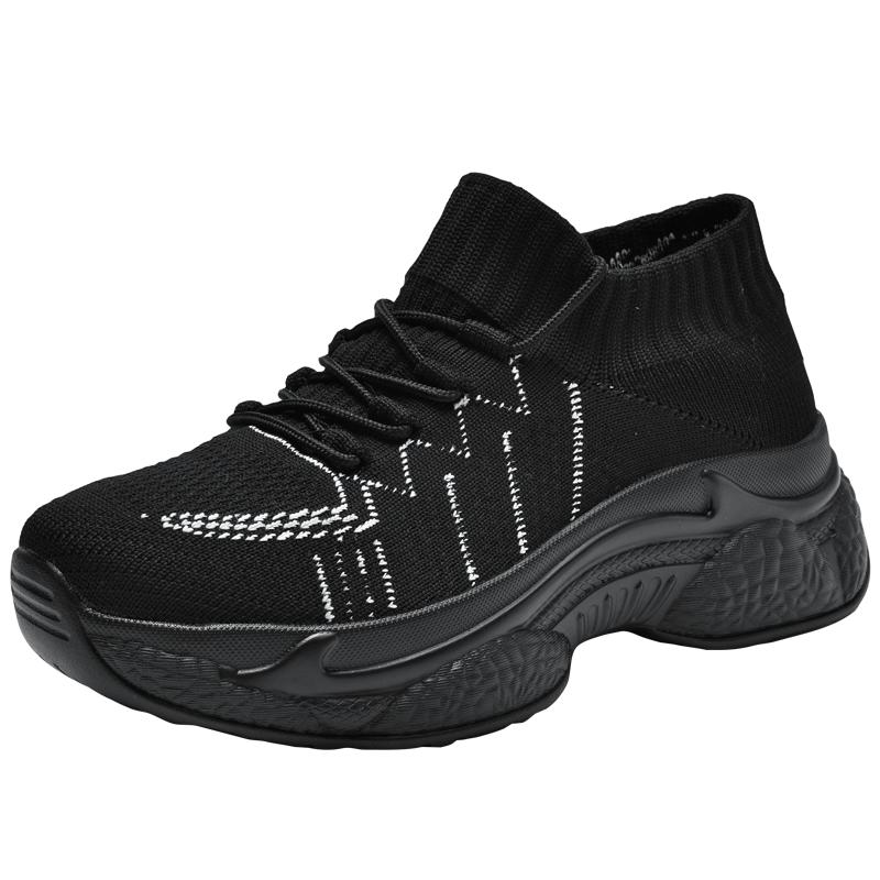 Women's New 2025 Spring Casual Sports Shoes Breathable Thick Sole Old Fashioned Shoes Comfortable Flight Knit Mesh Shoes