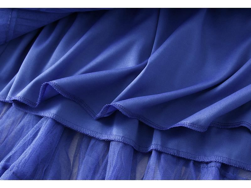 Women's Spring/Autumn 2024 Mesh Ruffle Midi Skirt, Socialite Long Slimming Cake Skirt 2210