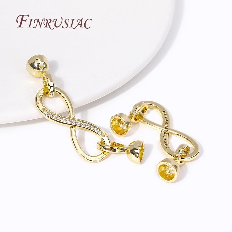 18K Gold Plated Infinity Connector Lock for DIY Pearls Necklaces Bracelets Clasps For Jewelry Making Supplies Accessories