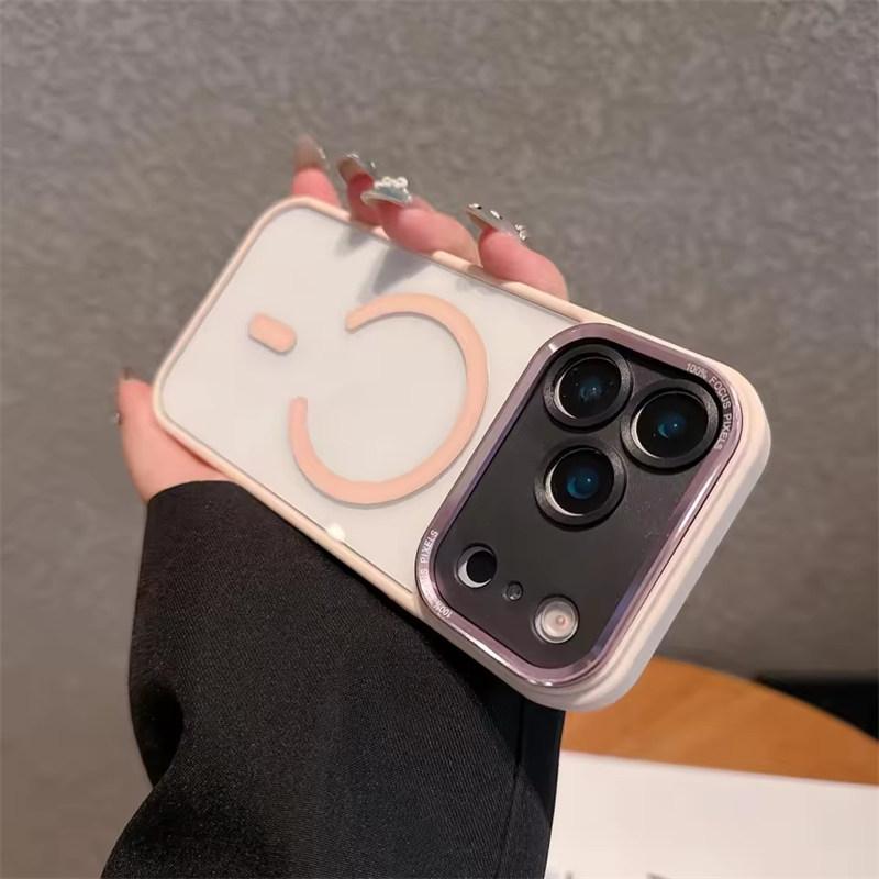 Business Transparent Magsafe Case for iPhone 17 16 15 14 13 12 11 17 Pro Max Plating Camera Protection Cover for iPhone 17 Air