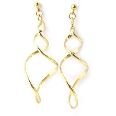 [M6493] - Gold Plated 'Tortillas Latinas' Earrings - 50x17 Mm