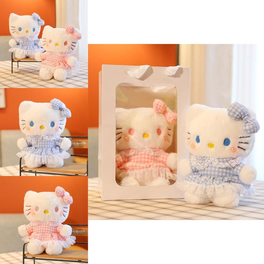 Hello Kitty Kuscheltier mit kariertem Kleid und Schleifen-Dekoration Für Sammler und Kinder