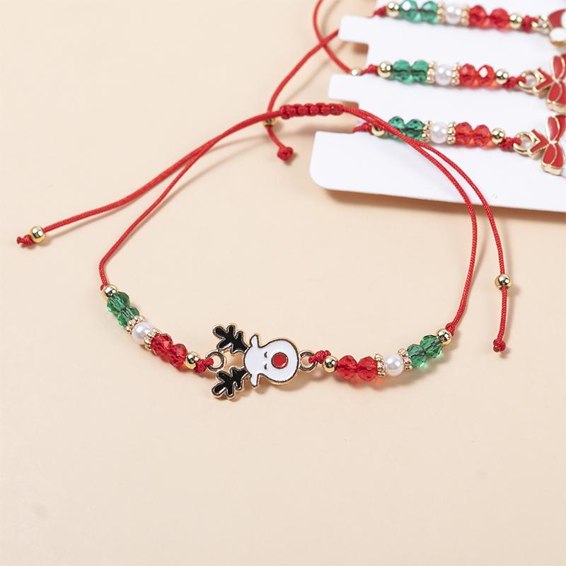 12PCS Christmas Charm Bracelet Set – Santa Claus, Snowman, Bells, Elk, Snowflake Adjustable Bracelets for Women – Perfect New Year Gift
