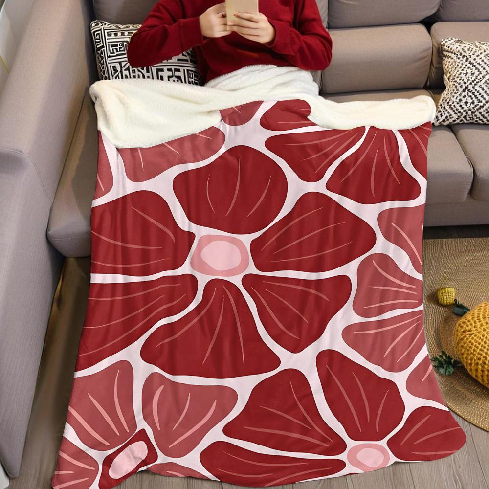 Burgundy Petal Flannel Blanket Warm Soft Halloween Christmas Couch Warm Cozy Decorative Decor Gift for All Season