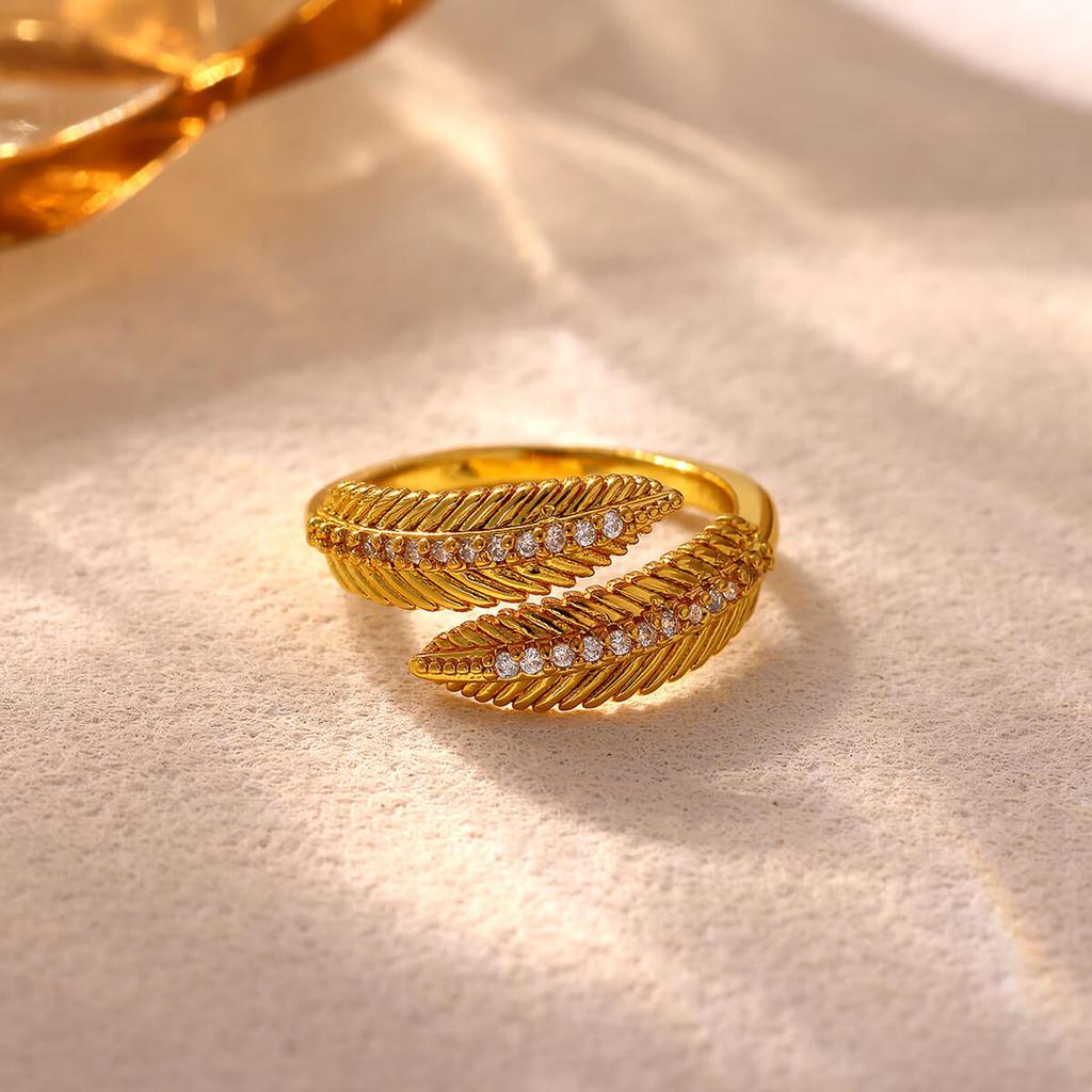 Geometric Knot Gold Color Rings For Women Wedding CZ Leaf Ring Punk Star Personalization Open Anillos Birthday Jewelry Her Gift