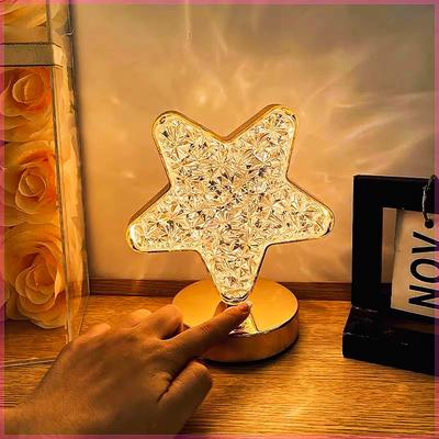 3D Kristall Touch Control LED Nachtlicht für Kinderzimmer - USB Wiederaufladbare Farbwechselnde Quadratische Stern Mond Formen Lampe