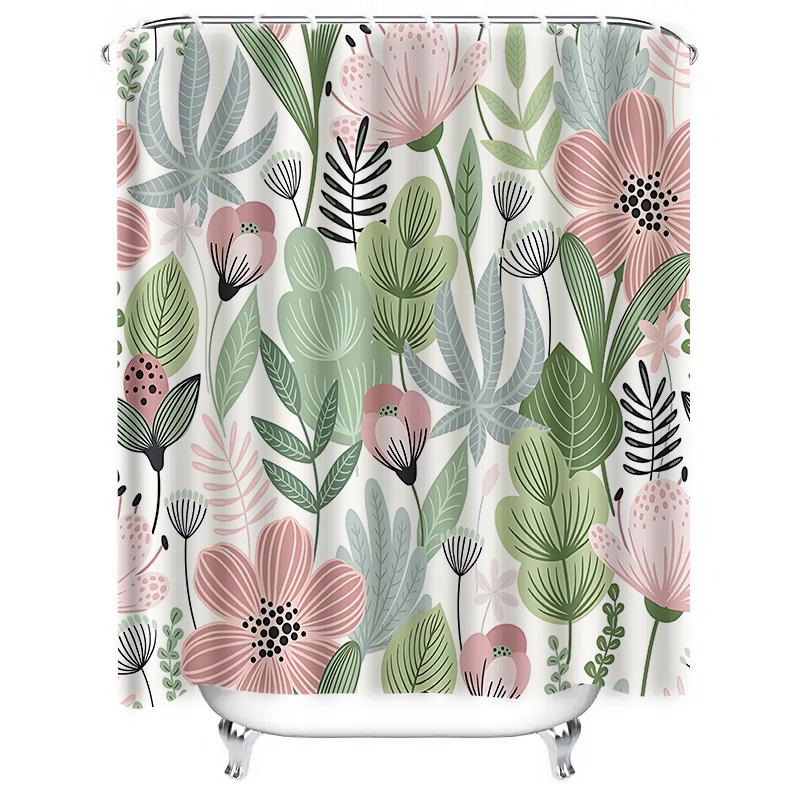 Elegant Floral Pattern Waterproof Shower Curtain Bathroom Decor Ideal For Updating Bathroom Style Effortlessly Elevate Space