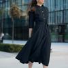 ZANZEA Women Round Neck Casual 3/4 Sleeve Loose Long Dress
