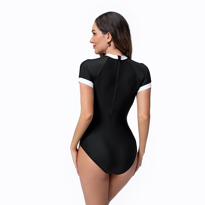 European and American fashion integrated Huludao zipper tight conservative sports racing approval Surf suit swimsuit women