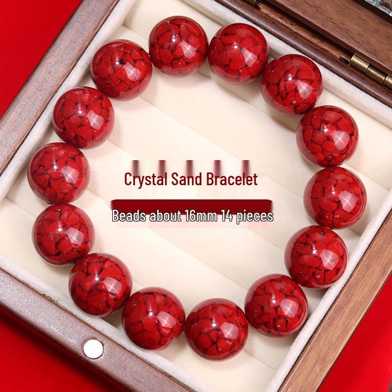 Lingxi Cinnabar Crystal Sand Bracelet with Raw Stone 
