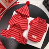 New Year Festive Red-striped Cashmere Pet Four-legged Coat, Warm and Cozy for Dogs and Cats.