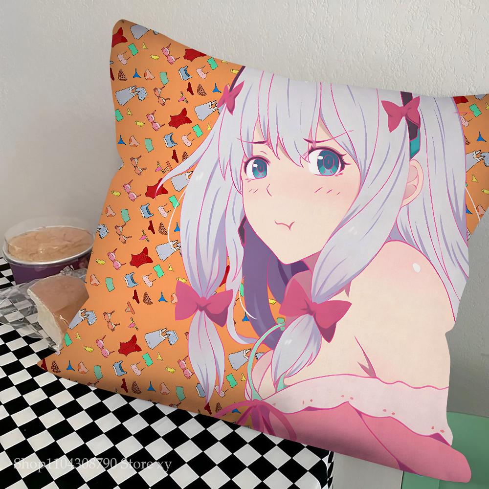 Anime Izumi Sagiri Pillow Case Square Pillow Bedroom Sofa Leisure Comfort Cushion Car Living Room Home Decoration