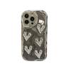 Electroplated Pleated Heart Case for iPhone 17 Pro Max with Lanyard, Silicone Drip-Proof Design