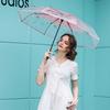 Korean Style Umbrella Folding Cute Goddess Small Fresh Simple Forest Style Three Fold Cherry Blossom Transparent Umbrella