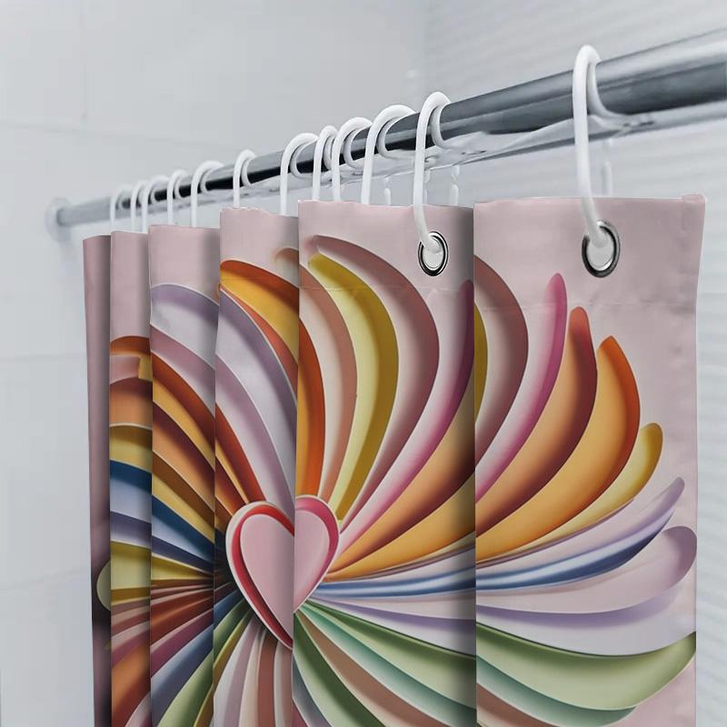 Colorful Heart Spiral Shower Curtain | Vibrant and Modern Bathroom Decor
