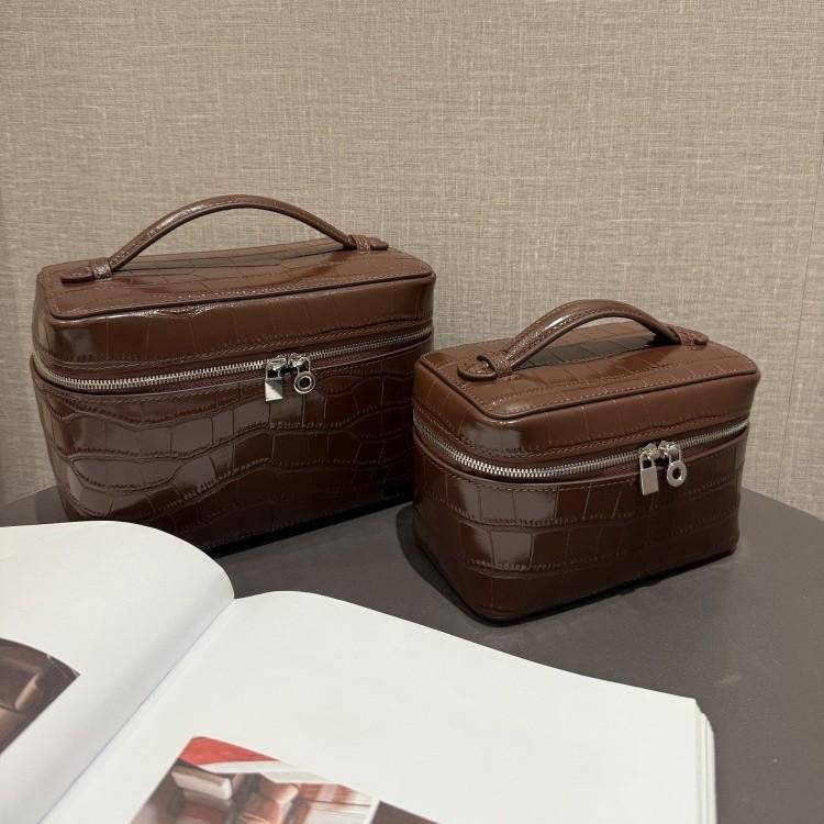 Women's Faux Leather Crocodile Embossed Cosmetic Bag, 2 Sizes