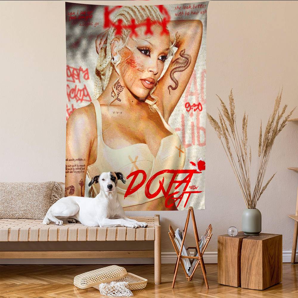 Newly Pop Rapper DDoja CCat Single Colorful Tapestry Wall Hanging Bohemian Wall Tapestries Mandala Wall Hanging Sheets
