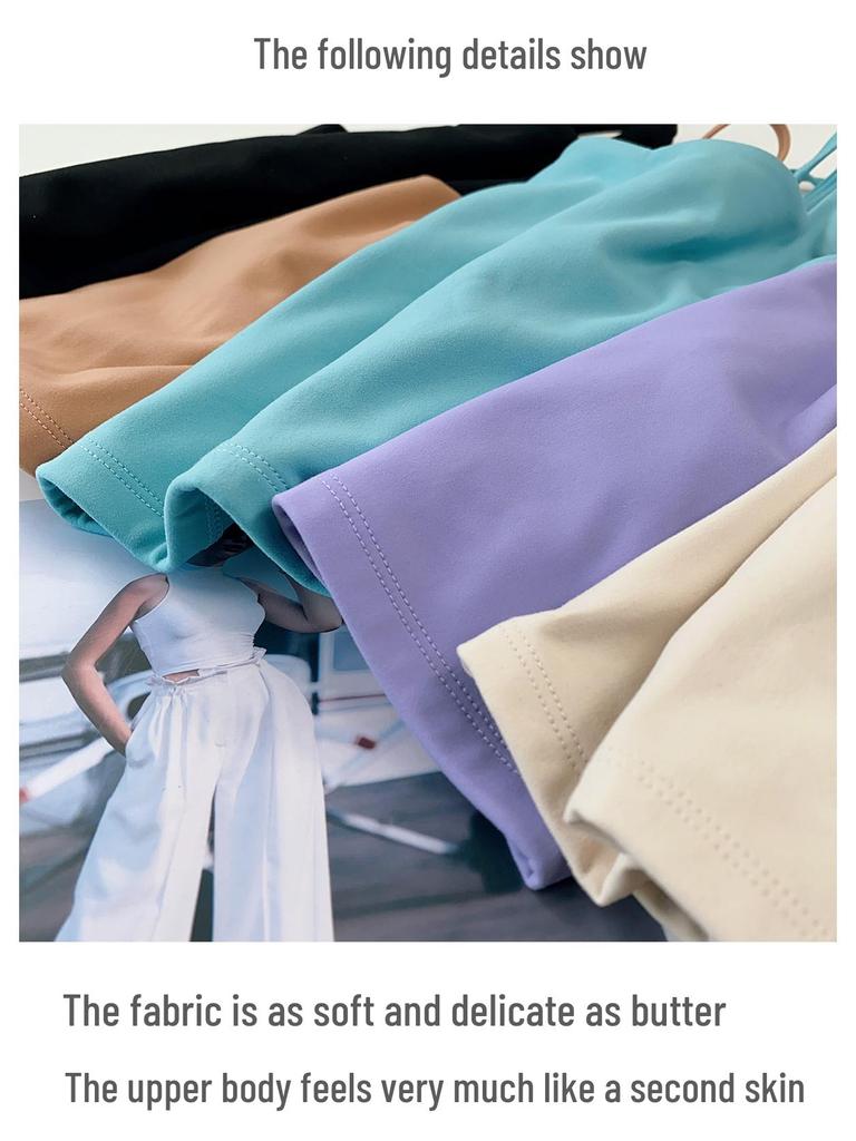 Women's 2025 Yoga Tank Top with Thin Straps, Beautiful Back, and Chest Pad - Perfect for Running and Fitness.