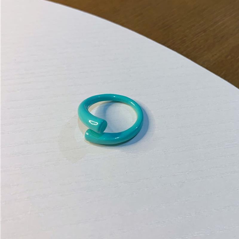 European and American retro exaggerated geometric acrylic Epoxy resin ring temperament personality mixed color index finger ring