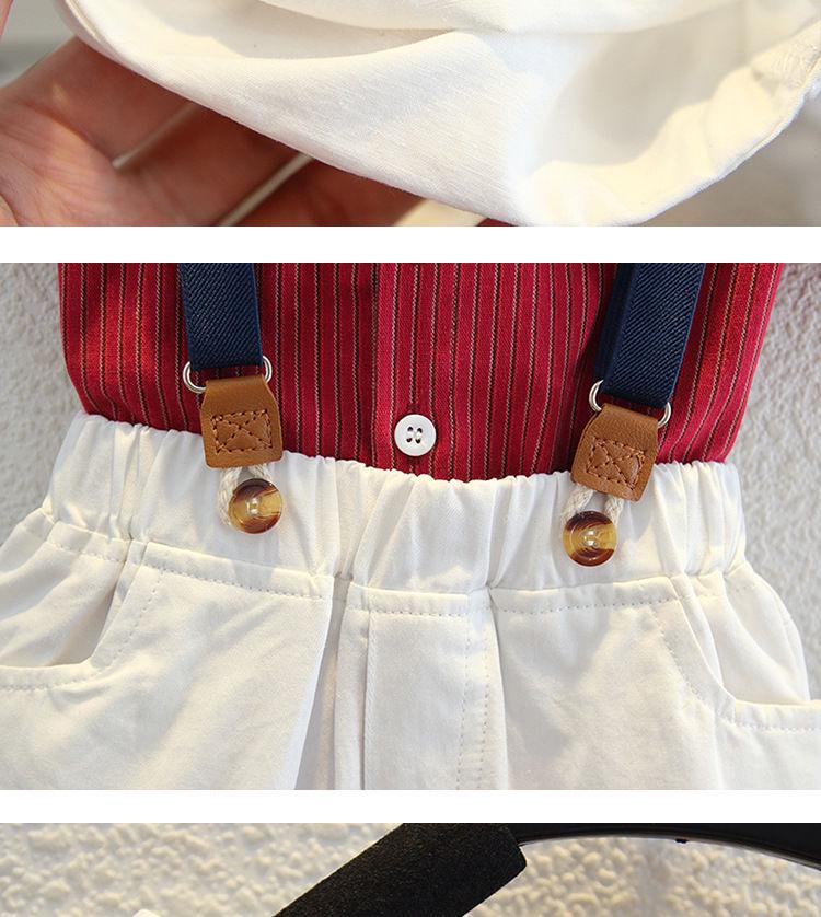 Baby Boy Short-Sleeve Shirt & Suspender Shorts Set - Toddler Summer Gentleman Outfit for 1-Year-Old Birthday