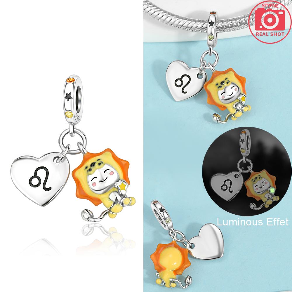 Original Cute Cartoon Constellation Pendant Cancer Capricorn Leo Bead Fit Bracelet Copper Women Diy Delicate Gift Accessory