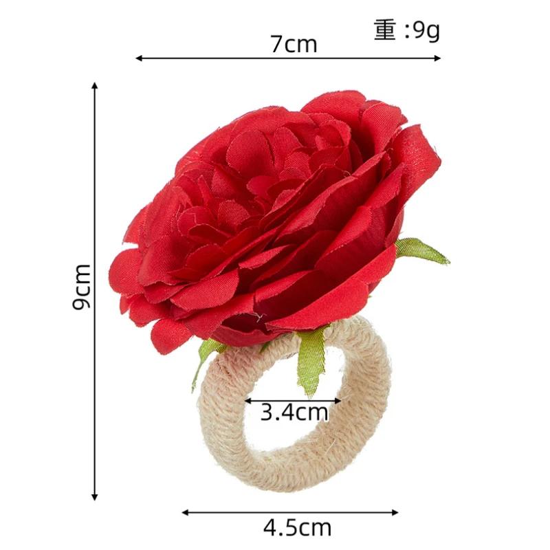 2 Pcs Flower Napkin Rings Rose/Peony Napkin Holder Handicraft Flower Napkin Rings Wedding Table Decoration for Birthday Party