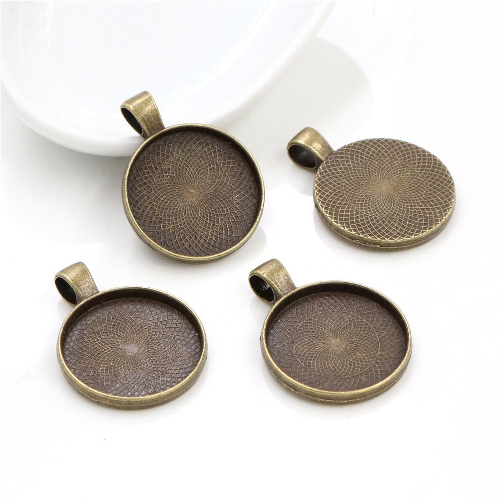 10pcs 20mm Inner Size Classic 5 Colors Plated One Sided Double Hanging Simple Style Cabochon Base Setting Charms Pendant