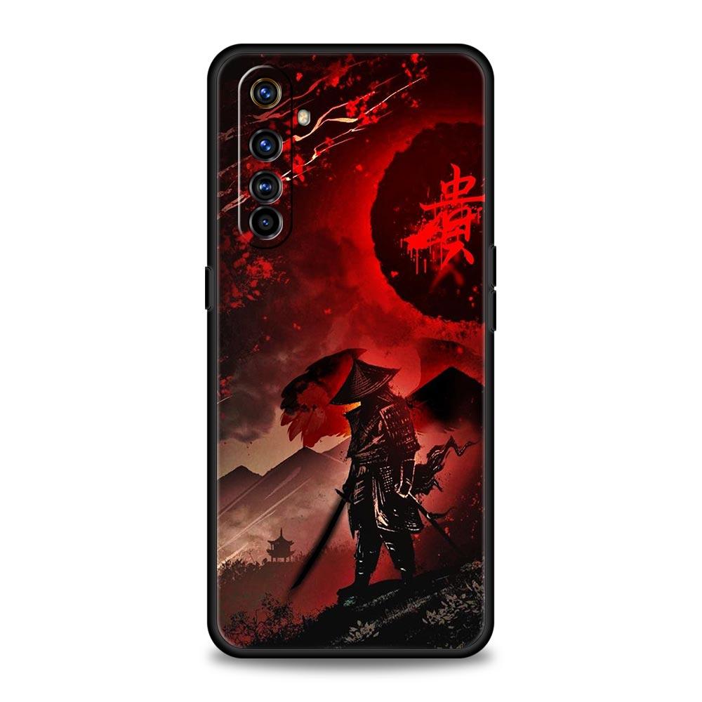 Painting Japan Samurai Art Phone Case For Realme 10 9 8 5G 7 6 GT2 Pro Plus 9i 8i C21 C11 C25 C35 GT Neo 2 3 3T Soft Black Cover