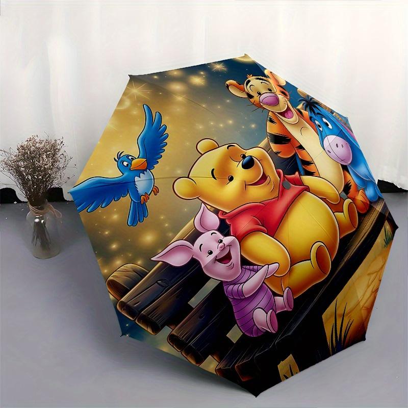 1 Automatischer Winnie Puuh, Tigger Motiv Bunter 8-Speichen Tragbarer Regenschirm für Damen und Herren, Ein Kompakter Begleiter für den Weg zur Arbeit Geeignet für Da