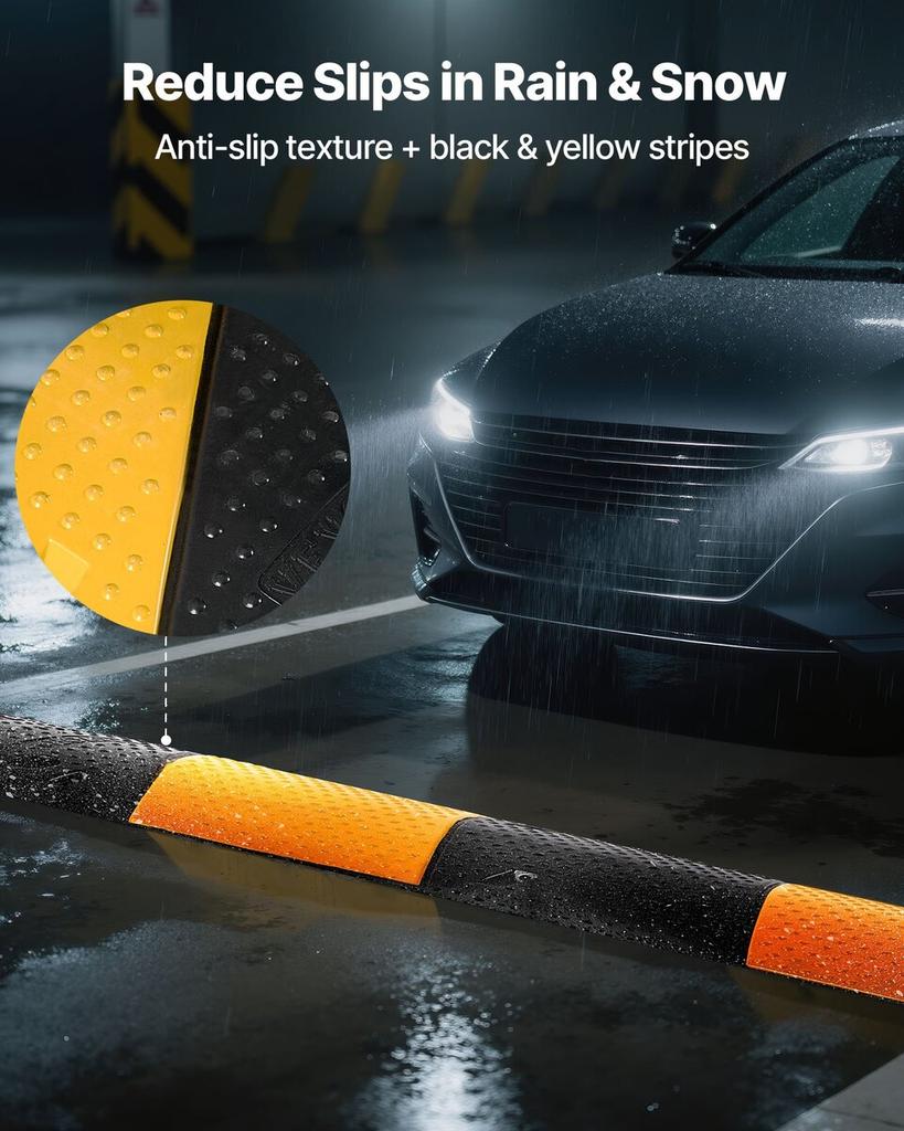 1000MM Rubber Speed Bump, 2 Pack, 2 Channel Heavy Duty Traffic Speed Hump, 9,979 kg/Axle Load Capacity, Cable Protector Ramp with Expansion Screws,
