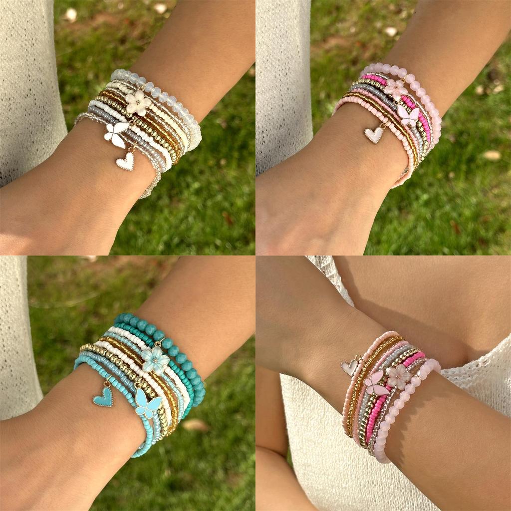 Boho Butterfly Charm Jewelry Set With Glass Beads For Womens Casual Style