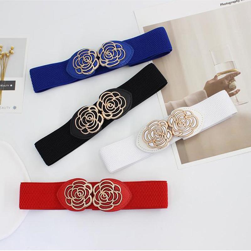 Curea Lată Elastică cu Cataramă Retro în Formă de Floare Pentru Rochii Dama Curea de Talie Accesorii Vestimentare Decorare Petrecere