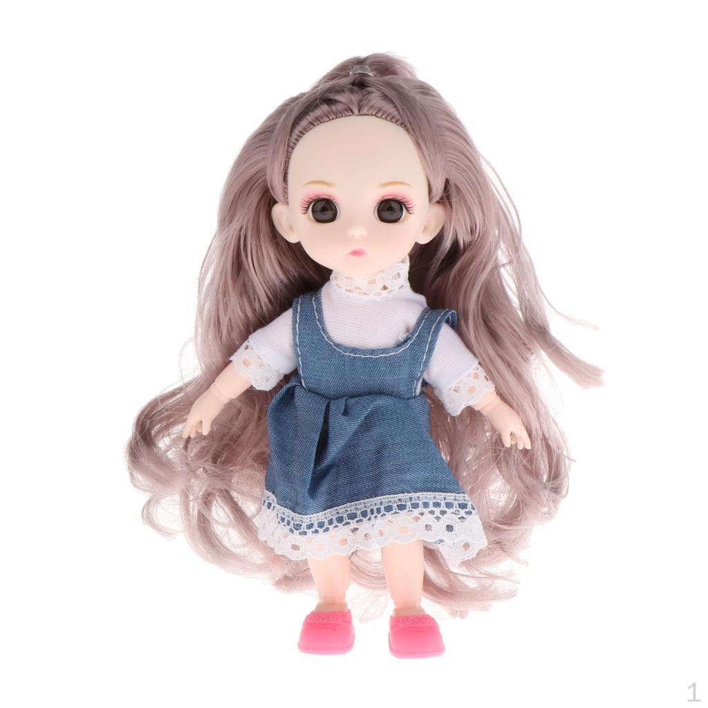 

Кукла 16 см, модная игрушка с длинными волосами, белая кожа, наряды для кукол Gray Curly Hair