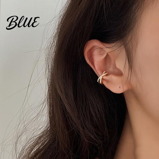 Non-pierced Ear Clip 1Pc Women Cuff Non-Pierced Clip-on X-Shaped Rhinestone
