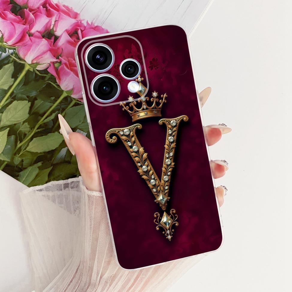 Clear Case For Oppo Reno15 5G Cover Luxury A-Z Letters Fashion Boys Girls Cool Crown Soft Casing For Oppo Reno15 CPH2825