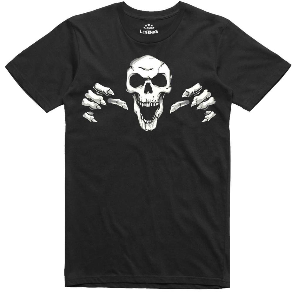 

Horror Men T Shirt Skull Laughing Skeleton Gothic Standard Cut 100% Cotton L