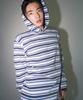 Circular Type Striped Hoodie (Sky Blue)
