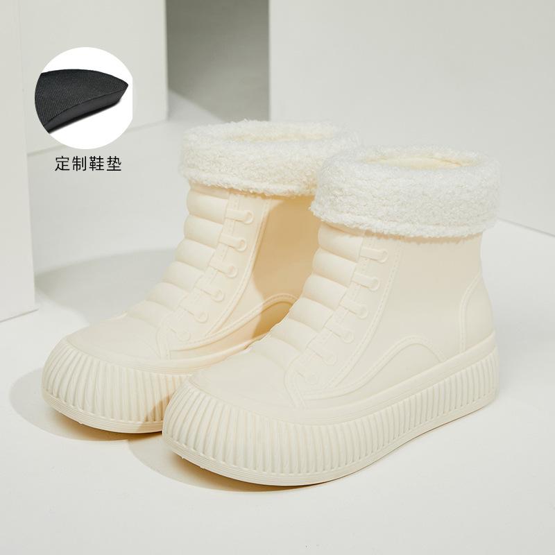 Fashion 2025Women's Rain Boots Fashion Rubber Galoshes Winter Warm Cotton Rainshoes for Women Waterproof Garden Shoes Botas Lluvia Mujer