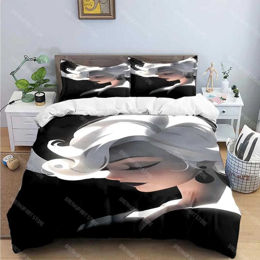 Schwarz-Weiß-Druck Bettwäschesets Bettzubehörset Bettbezug Bettdecke Set Bettwäscheset Luxusgeschenk Mode Neue Frau-Sexy