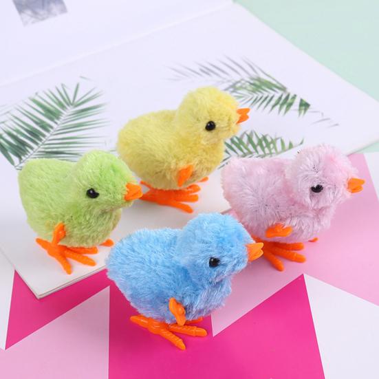 Wind-up Toy Soft Plush Chick Shape Kids Clockwork Toy Creative Cartoon Jumping Toy for Children Teens Adults