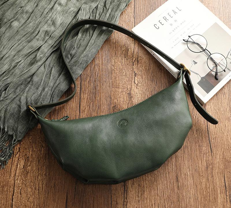 Johnature Handmade Genuine Leather Cow Horn Bag Texture Commuting Soft Cowhide Solid Color Women's Shoulder Bag